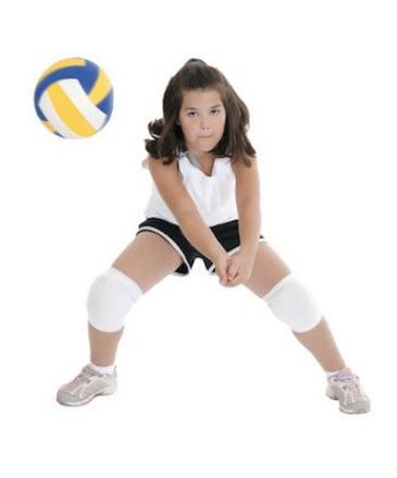 a girl playing volleyball in a white background