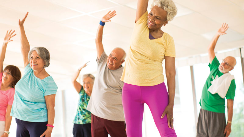 active older adults working out