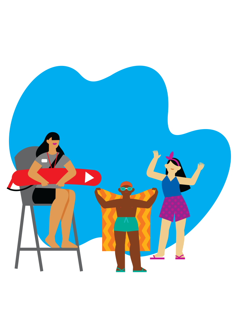 ILLUSTRATION OF KIDS AT A POOL SIDE